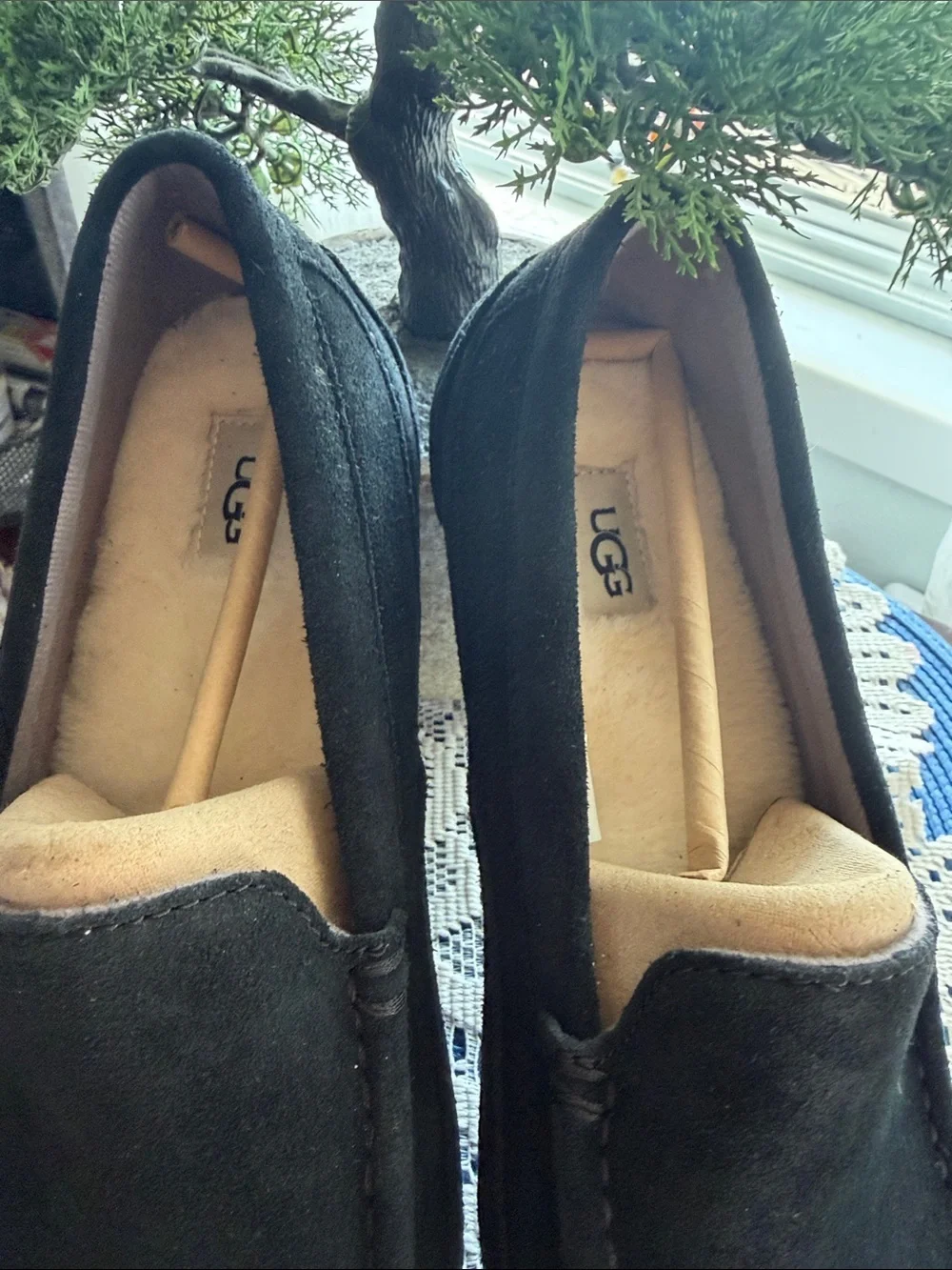 UGG Black Suede Slip-On Loafers